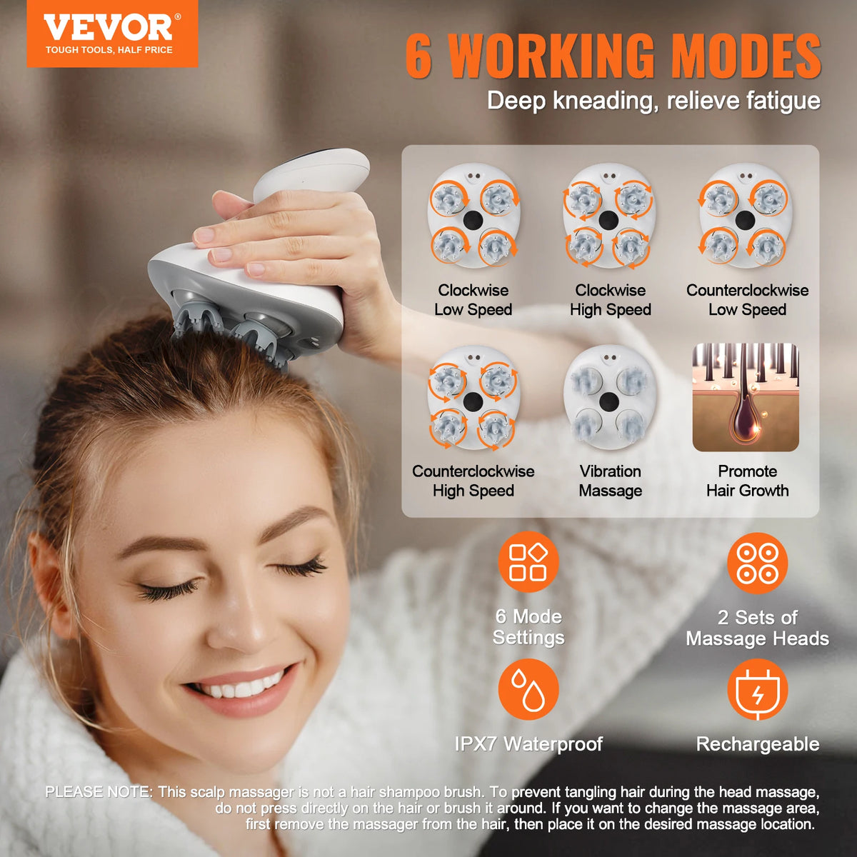 Waterproof Electric Head Massager